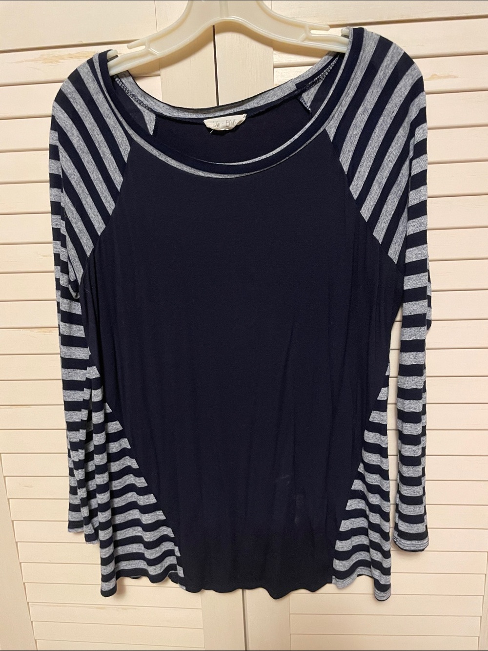 Y2K Bo Bel navy & Gray Striped Raglan Long Sleeve Top